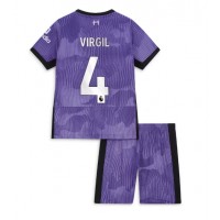 Camiseta Liverpool Virgil van Dijk #4 Tercera Equipación Replica 2023-24 para niños mangas cortas (+ Pantalones cortos)